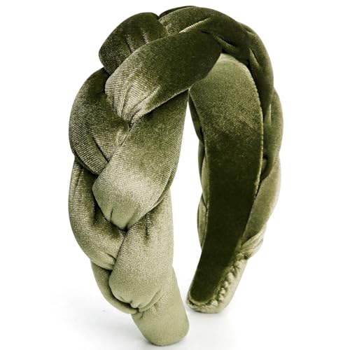 DRESHOW Samt Geflochtene Stirnband Damen Trachten Haarreif Breit Vintage Haare Bands Mode Stirnbänder für Damen von DRESHOW