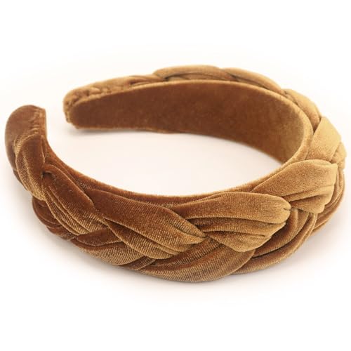 DRESHOW Samt Geflochtene Stirnband Damen Trachten Haarreif Breit Vintage Haare Bands Mode Stirnbänder für Damen von DRESHOW