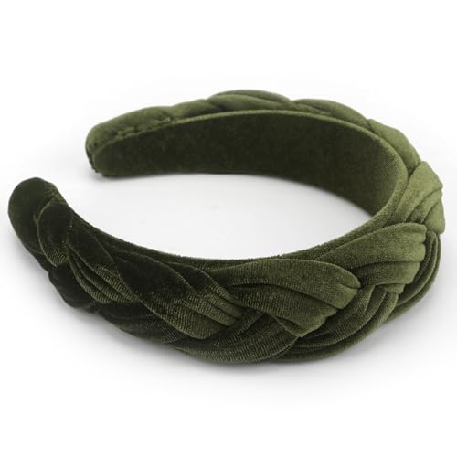 DRESHOW Samt Geflochtene Stirnband Damen Trachten Haarreif Breit Vintage Haare Bands Mode Stirnbänder für Damen von DRESHOW