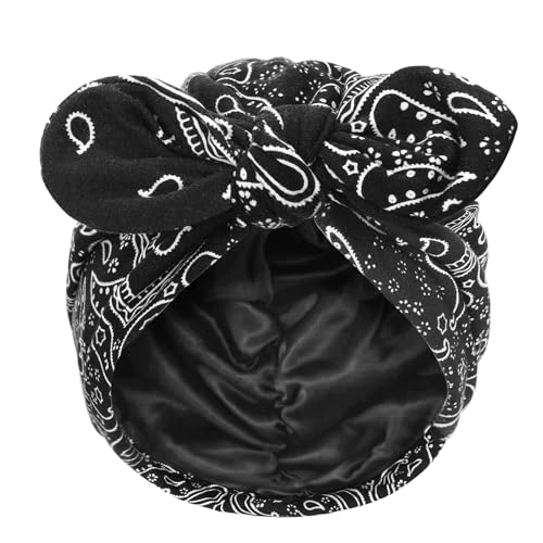 DRESHOW Satin Gefütterte Mütze für Frauen Mütze Damen Chemo Ultraleichte Atmungsaktive Kopfbedeckung Schleife Schlafmütze von DRESHOW