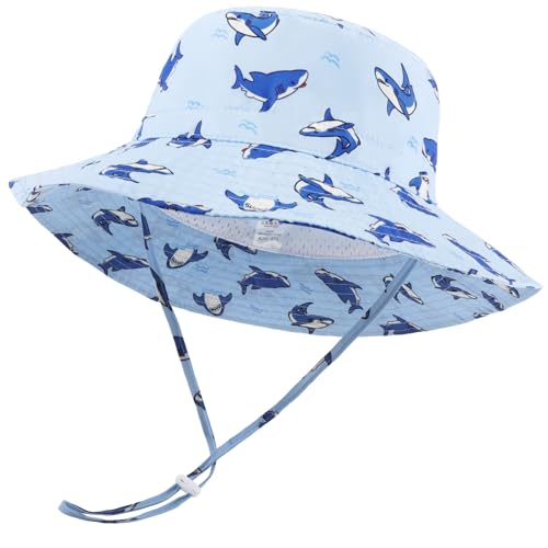 DRESHOW Unisex Baby Kleinkinder Sonnenhut Kappe Mütze Fischerhut Strandhut Kinder Baby Bedruckte Sommerhut UV Schutz UPF 50+ von DRESHOW