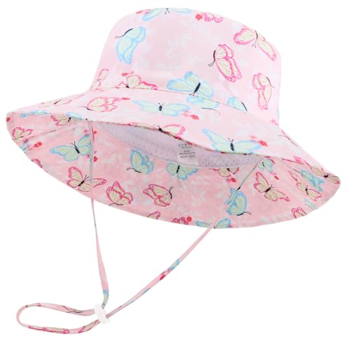 DRESHOW Unisex Baby Kleinkinder Sonnenhut Kappe Mütze Fischerhut Strandhut Kinder Baby Bedruckte Sommerhut UV Schutz UPF 50+ von DRESHOW