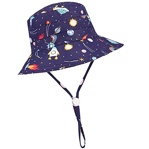 DRESHOW Unisex Baby Kleinkinder Sonnenhut Kappe Mütze Fischerhut Strandhut Kinder Baby Stern Sommerhut UV Schutz UPF 50+, Age 6-12 Monate, Size 48cm von DRESHOW