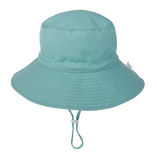 DRESHOW Unisex Baby Kleinkinder Sonnenhut Kappe Mütze Fischerhut Strandhut Kinder Baby Stern Sommerhut UV Schutz UPF 50+,Solid Color Auqa,Age 6-24 Monate, Size 50cm von DRESHOW