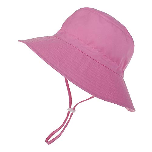 DRESHOW Unisex Baby Kleinkinder Sonnenhut Kappe Mütze Fischerhut Strandhut Kinder Baby Stern Sommerhut UV Schutz UPF 50+,Solid Color Pink,Age 2-4 Jahre, Size 54cm von DRESHOW