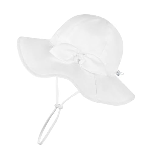 DRESHOW Unisex Baby Kleinkinder Sonnenhut Kappe Mütze mit Bogen Breite Krempe Fischerhut Strandhut Kinder Baby Sommerhut mit Kinnriemen UV Schutz UPF 50+ DRESHOW Unisex Baby Kleinkinder Sonnenhut Kappe Mütze mit Bogen Breite Krempe Fischerhut Strandhut Kinder Baby Sommerhut mit Kinnriemen UV Schutz UPF 50+ von DRESHOW