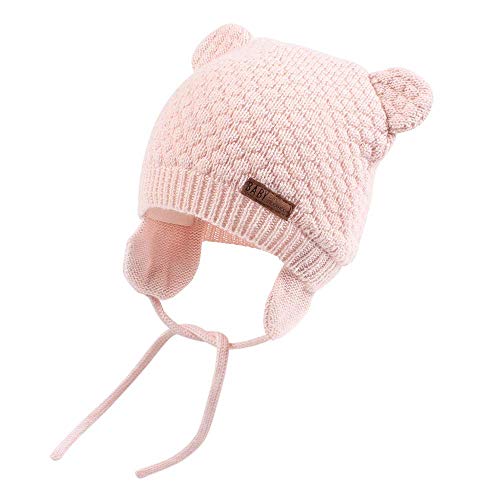 DRESHOW Unisex Baby Mütze Süßer Bär Kleinkind Earflap Beanie Warm für Herbst Wintermütze von DRESHOW