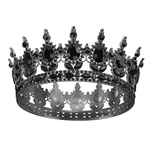 DRESHOW Volle Runde Mädchen Tiara Königin Krone Damen Brautkrone Diadem Kristall Barock Tiara Sparkly Strass Prinzessin Karneval Kopfschmuck für Hochzeit Prom Geburtstag Party von DRESHOW