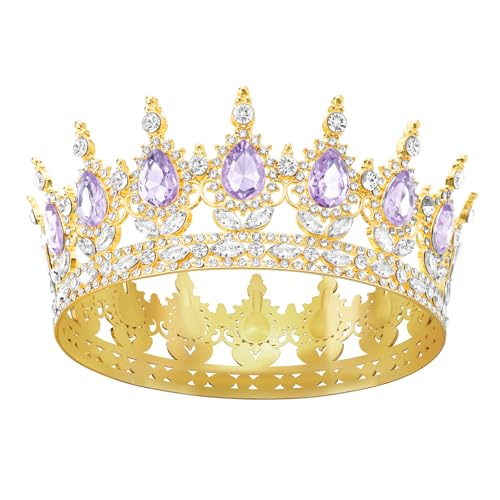 DRESHOW Volle Runde Mädchen Tiara Königin Krone Damen Brautkrone Diadem Kristall Barock Tiara Sparkly Strass Prinzessin Karneval Kopfschmuck für Hochzeit Prom Geburtstag Party von DRESHOW