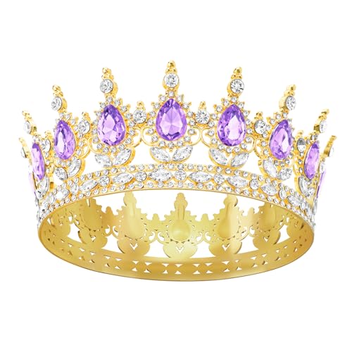 DRESHOW Volle Runde Mädchen Tiara Königin Krone Damen Brautkrone Diadem Kristall Barock Tiara Sparkly Strass Prinzessin Karneval Kopfschmuck für Hochzeit Prom Geburtstag Party von DRESHOW