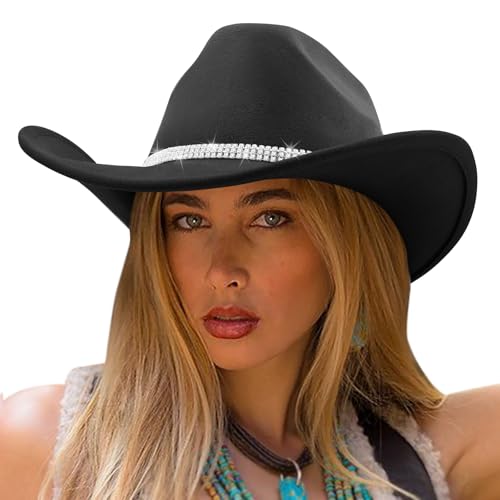DRESHOW Western Cowboy Cowgirl Hut mit Glänzendem Strassband für Herren Damen Fedora Panamahut DRESHOW Western Cowboy Cowgirl Hut mit Glänzendem Strassband für Herren Damen Fedora Panamahut von DRESHOW