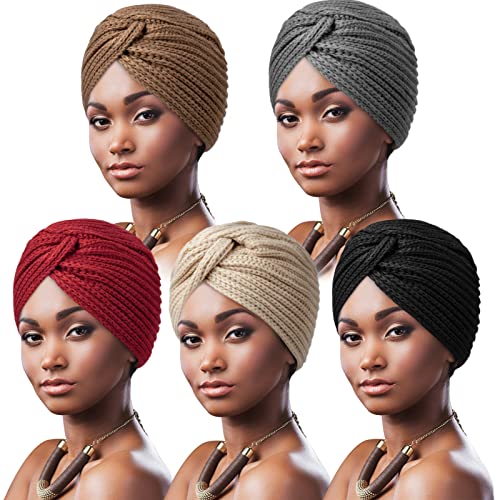 DRESHOW 5 Stücke Afrikanischen Turban für Damen Soft Vorgebunden Knot Mode Plissee Turban Hut Mütze Kopfwickel Schlafmütze DRESHOW 5 Stücke Afrikanischen Turban für Damen Soft Vorgebunden Knot Mode Plissee Turban Hut Mütze Kopfwickel Schlafmütze von DRESHOW