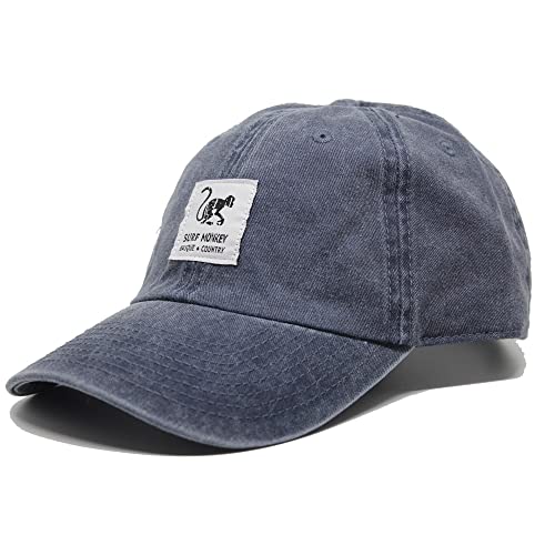 DRESSED IN MUSIC PLAY WITH ME Baseballmütze Classic Surf Monkey® - Dad Cap aus Baumwolle ohne Struktur - Used-Look, marineblau, One size von Surf Monkey