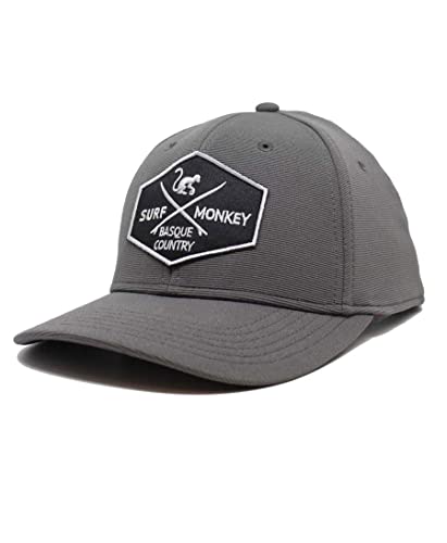 Surf Monkey Trucker-Mütze, meliert, gebogenes Visier, verstellbare Snapback-Kappe, bestickter Aufnäher für Damen und Herren, grau, 54/58 cm von Surf Monkey