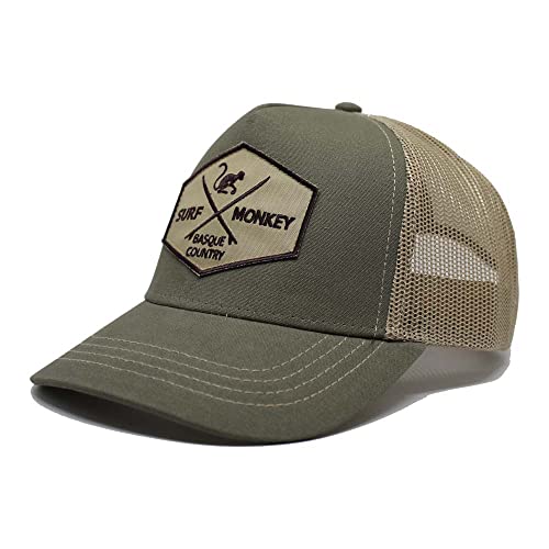 DRESSED IN MUSIC PLAY WITH ME Trucker Origins Baseball Cap verstellbar - Mützen für Männer / Frauen Surf Monkey®, Grün/Beige, One size von Surf Monkey