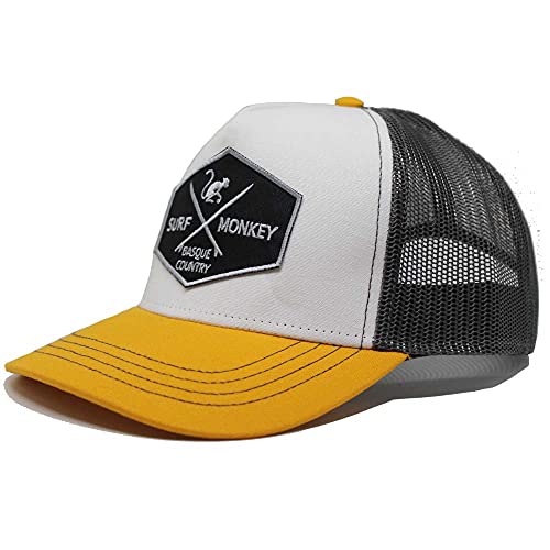 Dressed IN Music Play with ME Typ Trucker Origins Baseball Cap Verstellbar - Surf Monkey® Herren/Damen Caps, Gris/Amarillo, One Size von Surf Monkey