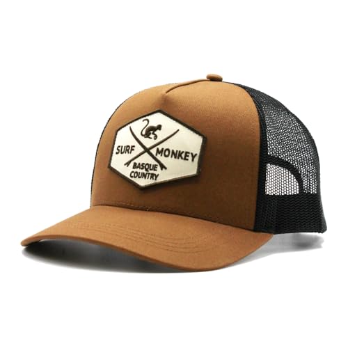 DRESSED IN MUSIC PLAY WITH ME Trucker Origins Baseball Cap verstellbar - Mützen für Männer / Frauen Surf Monkey®, Braun / Schwarz, One size von Surf Monkey