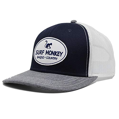 Cap Typ Trucker für Mann/Frau Surf Monkey® - Einheitsgröße - Verstellbare Snapback-Kappe - 6-Panel-Design (weiß/Marineblau) von Surf Monkey