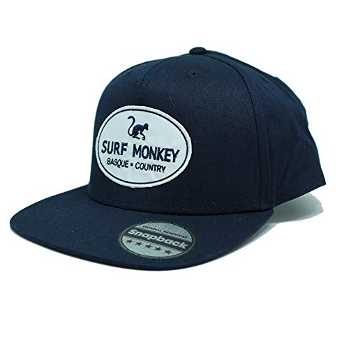 Marineblau Snapback-Cap für Männer - Surf Monkey® - Flacher Schirm - Strukturiertes Snapback-Design mit 5 Panelen - Snapback-Verschluss im Retro Style von Surf Monkey