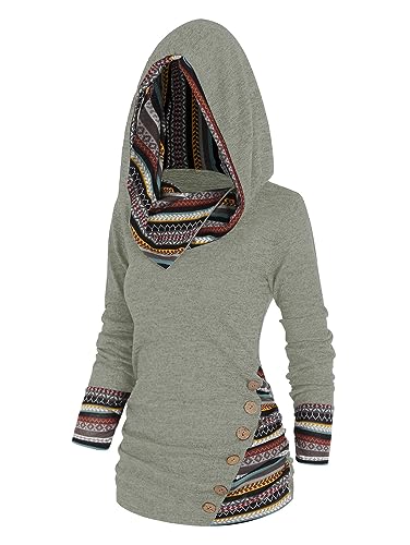 DRESSFO Damen Hoodies Langarm Kapuzenshirts Casual Pullover Sweatshirts 2023 Herbst Kapuzenoberteile, Hellgrün, S von DRESSFO