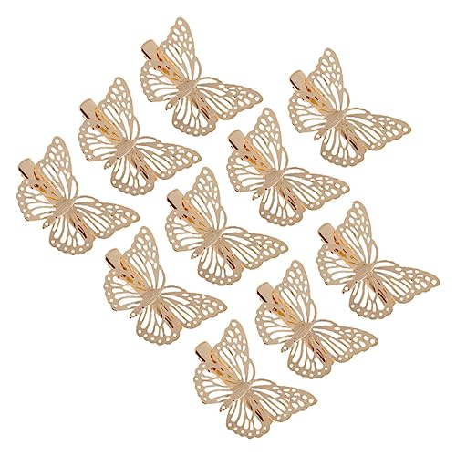 DRESSOOS Einzigartiges Design Schmetterling Haarspange 10 Stück Gold Legierung Haar Zarte Stereoskopische Bobby Pin Für Mädchen Haarspangen von DRESSOOS