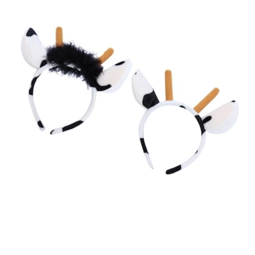DRESSOOS 2stücke Stirnband Kuh-design Haarreifen Kopfschmuck Haar-accessoires Partyzubehör Leicht Und Haltbar Leuchtendes Muster Normales Muster von DRESSOOS