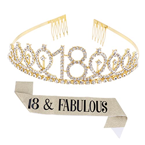 DRESSOOS 1satz Teiliges Geburtstagskrone Und Zeremonie-gürtel Festliche Dekoration Für Partys Goldene Geburtstag-krone Elegantes Zubehör Für Unvergessliche Feiern von DRESSOOS