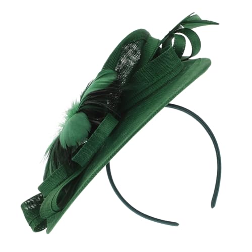 DRESSOOS 1 Satz Federblumen-kopfschmuck Party Braut Hut Stirnband Tea-party-kopfbedeckung Braut-fascinator-haarspange Tea-party-fascinator-hut Partyhut Haarspange Green Polyester von DRESSOOS