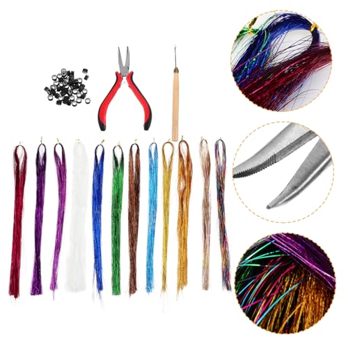 DRESSOOS Modische Haarglitzerstränge Lametta-verlängerung Feen-lametta-haarverlängerungsset Häkelnadel Und Haar von DRESSOOS