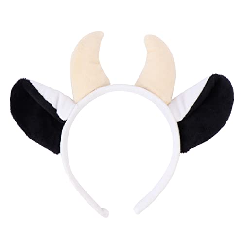 DRESSOOS Haarband Halloween Tier Stirnband Plüsch Horn Und Kuhnase Kopfschmuck Haarschmuck Mädchen Kopfbedeckung Party Dekorative Haar Decor von DRESSOOS