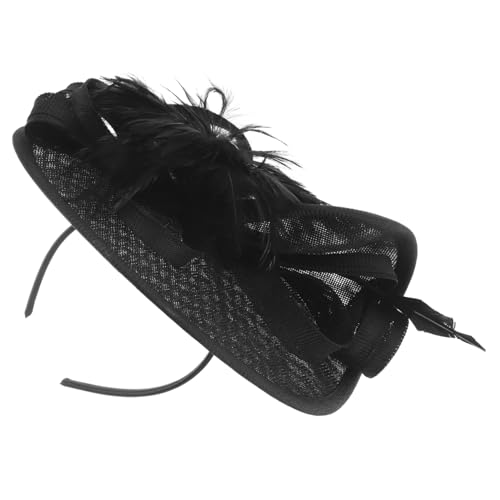 DRESSOOS 1 Set Federkopfschmuck Kopfband Haaraufsätze Haarnadeln Für Frauen Haarspangen Kleine Hüte Für Frauen Haarspangen Brauthaarschmuck Für Frauen Stirnband Schwarz Polyester von DRESSOOS