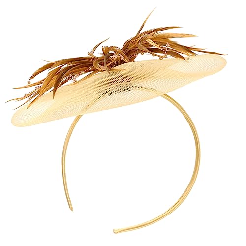 DRESSOOS 1 Stk Mesh-Feder-Stirnband Hüte für Frauen Haargummis Spa-Stirnband Haarband Haarschmuck Party Haarschmuck Festival Schleife Haarspange Party-Kopfbedeckung künstliche Feder Golden von DRESSOOS