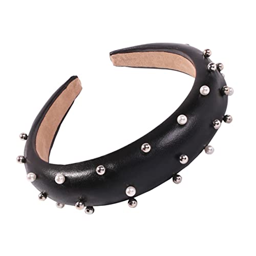 DRESSOOS 1stück Stilvolles Haarband Aus Künstlichen Perlen Breiter Haarschmuck Für Damen Und Mädchen Elegantes Zubehör Schwarz Für Verschiedene Anlässe von DRESSOOS