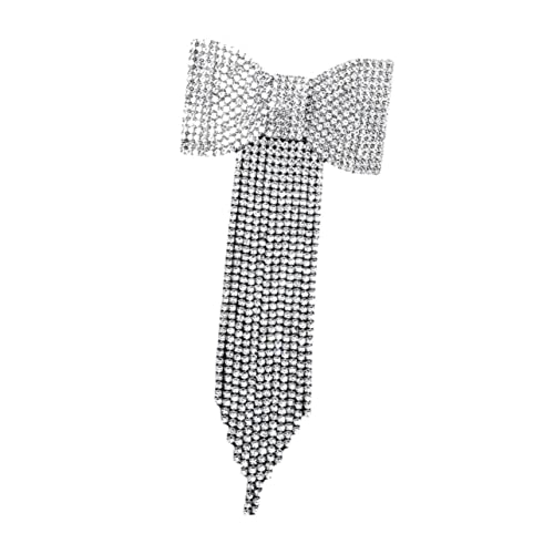 DRESSOOS Haarnadel Mit Langer Quaste Und Schleife Kopfschmuck Mit Strasssteinen Für Frauen Silber Haarschmuck Für Hochzeit Und Besondere Anlässe von DRESSOOS