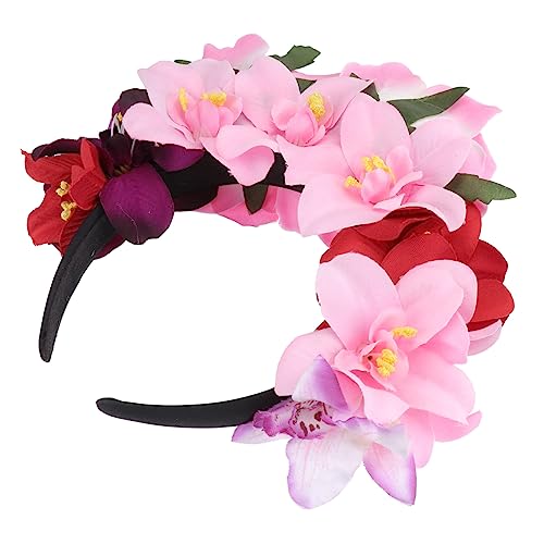 DRESSOOS Stirnband Kopfbedeckung 1 Stück Rosen- Hochzeits- Make-Up-Haarband Zubehör Für Teenager-Mädchen Mexikanischer Haarkranz Teenager-Mädchen-Haar-Accessoires Haarteile Für Frauen von DRESSOOS