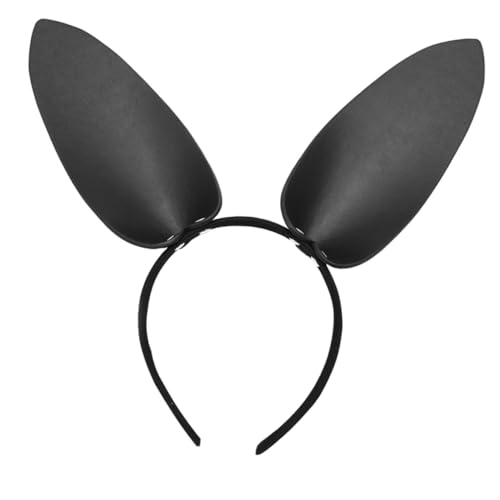DRESSOOS Schwarze Leder-haarreif Mit Hasenohren Für Frauen Dekoratives Haarschmuck Für Partys Cosplay Fotoshootings Passend Für Kopfgrößen von DRESSOOS