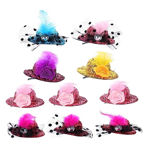 DRESSOOS 10 Stück Hut Haarnadeln Für Mädchen Glänzende Party Haarspangen Stilvolle Kopfbedeckung Für Hochzeiten Und Feiern Deko Haarclips Kinder Haaraccessoires von DRESSOOS