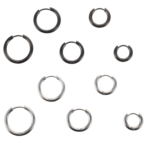 DRESSOOS 10 Stück Teiliges Creolen Damen Edelstahl Ohrschmuck Leicht Langlebig Minimalistischer Schmuck für Frauen Modisch Vielseitig Kombinierbar von DRESSOOS