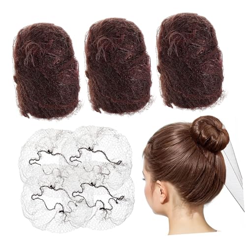 DRESSOOS 100 Stück Wiederverwendbare Haarnetze Für Damen Und Mädchen Unsichtbare Elastische Duttabdeckung 50cm Kaffee Atmungsaktiv Für Ballett Und Tanz von DRESSOOS
