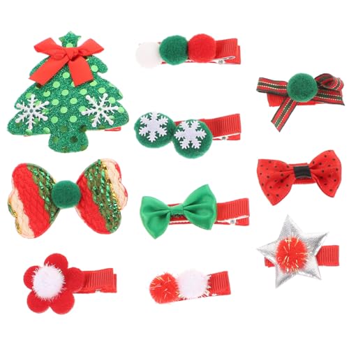 DRESSOOS 10st Weihnachtshaarspangen Für Kinder Babyanzüge Weihnachtshaarspangen Für Mädchen Mädchen Haarspangen Weihnachts-haarspangen Weihnachtsmann Kleine Elch Edelstahl Bommel von DRESSOOS