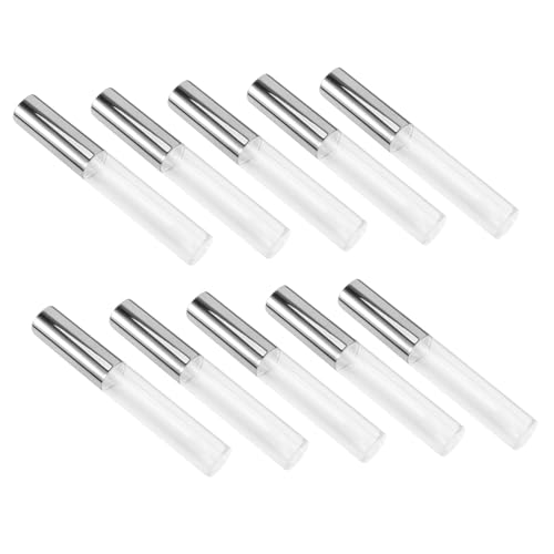 DRESSOOS 10stücke Leere Lipgloss Tuben Aus Kunststoff Mit Silberner Kappe Runde Labial Glair Kosmetikbehälter Für Damen Für Diy Und Unterverpackung von DRESSOOS
