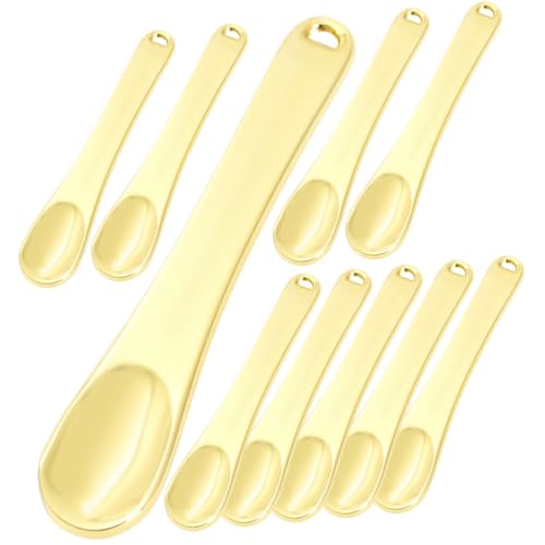 DRESSOOS 10stücke Metall Kosmetiklöffel Gesicht Cremelöffel Werkzeuge Mit Hänge Loch Kosmetik Zubehör Löffel von DRESSOOS