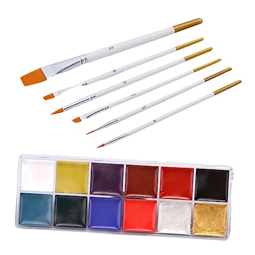 DRESSOOS 12 Körperölfarbe Creme-make-up-palette Weiße Gesichtsfarbe Gesichtsbemalung Neonfarbe Aufkleber Für Körperbemalung Sport-gesichtsfarbe Regenbogengesichts-körperbemalung von DRESSOOS