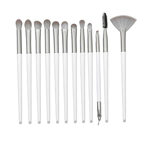 DRESSOOS 12-teiliges Make-up-pinsel-set mit Weißem Kunststoffgriff Wiederverwendbares Tragbares Foundation-rouge-flüssigpinsel-set für Frauen von DRESSOOS