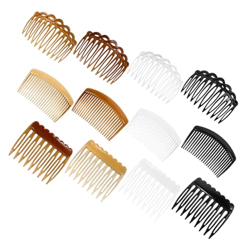 DRESSOOS 12 Stück Teiliges Vintage French Side Twist Comb Leichte Kunststoff Haarspangen mit Zähnen Sicherer für Dutt und Hochsteckfrisuren Schonend Tragbar Styling Zubehör für Frauen von DRESSOOS