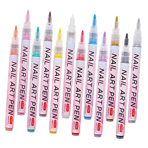 DRESSOOS 12st Nagelkunststift Maniküre Aufkleber Färbung Nagellack Organizer Gel-nagellack-kit Bohren Poliert Schermaschinen Nagelkunstpinsel Bausatz Nagelkunstwerkzeuge Rot Acrylfarbe von DRESSOOS