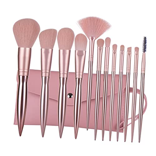 DRESSOOS 12stücke Teiliges Make-up Tasche Kosmetikpinsel Puderpinsel Kunststoffgriff Professionell Für Damen Hochwertige Borsten Einfach Zu Reinigen von DRESSOOS