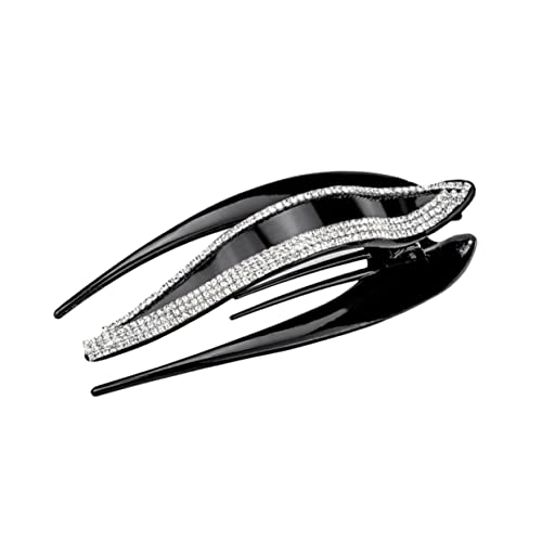 DRESSOOS Clip Strass Verziert Haarnadel Haar Clip Mode Haar Zubehör Für Frauen Damen Schwarz Kopfbedeckung Damen Hochsteckfrisur Haarspange Haarnadel von DRESSOOS