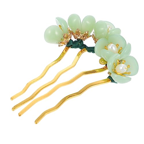 DRESSOOS 1stk Haarnadel Jade-haarstab Ohrringe Prinzessin Kristall Grüne Haaraccessoires Haarschmuck Für Damen Traditioneller Klassischer Stil Haarknotengabel Eisen Fräulein Hanfu Kamm von DRESSOOS