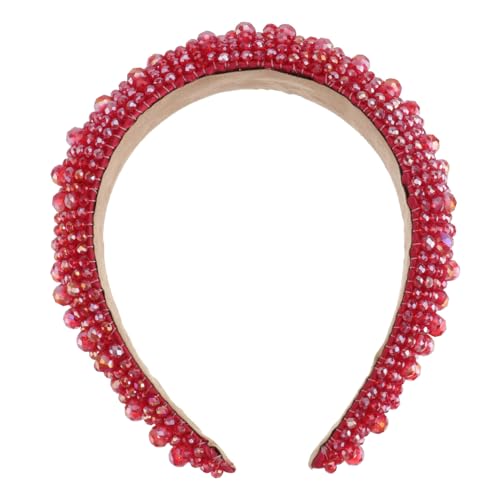 DRESSOOS Schickes Rotes Stirnband Mit Kristallperlen Modisches Accessoire Kopfschmuck Für Hochzeiten Und Foto-requisiten von DRESSOOS